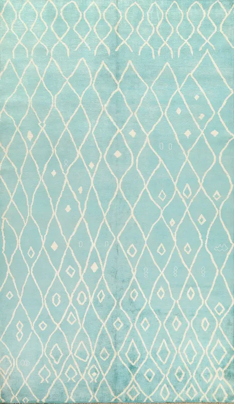 Vegetable Dye Trellis Moroccan Handmade Area Rug 6x10