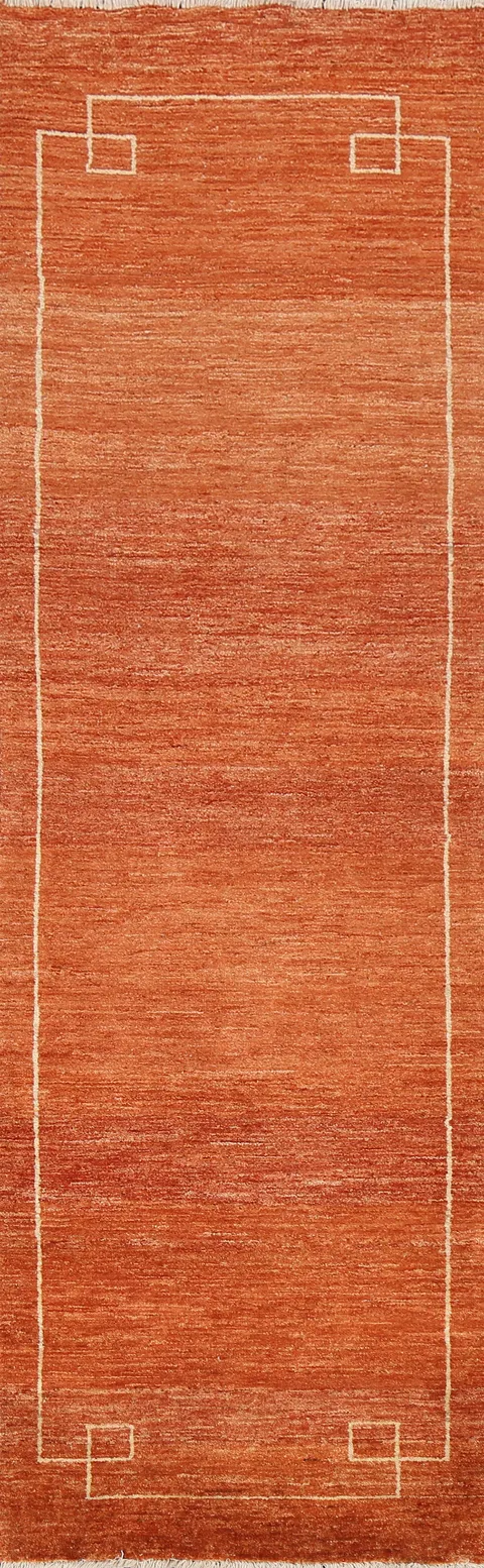 Orange Gabbeh Kashkoli Wool Runner Rug 2x8