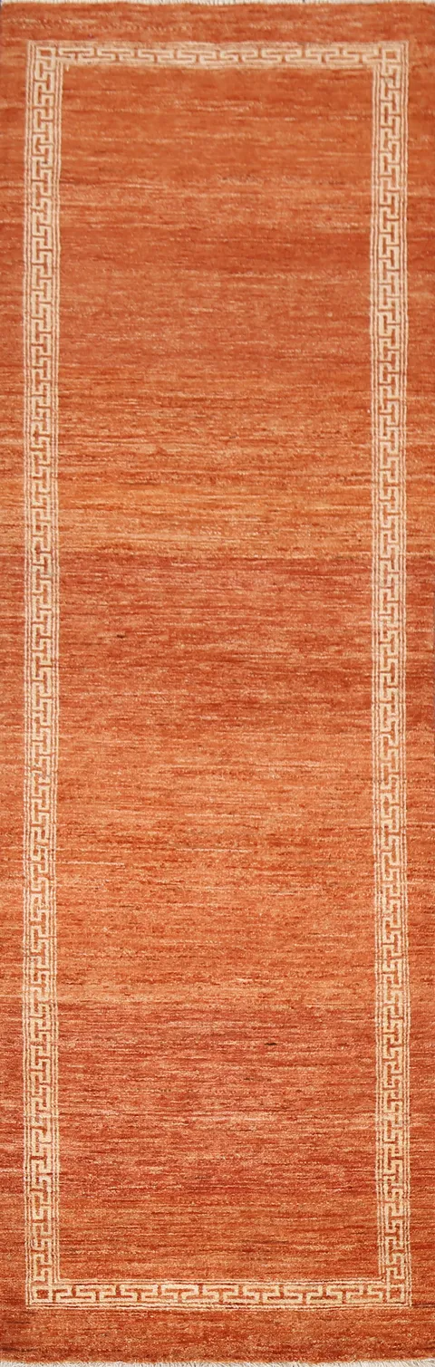 Orange Gabbeh Kashkoli Wool Runner Rug 3x9