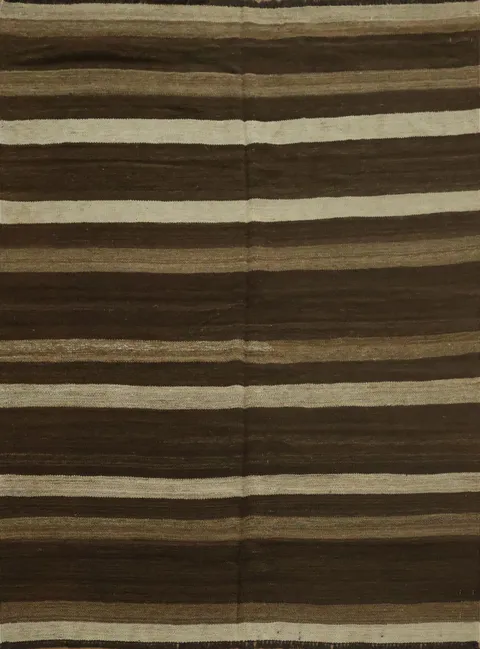 Natural Dye Kilim Flat-Weave Area Rug 5x6