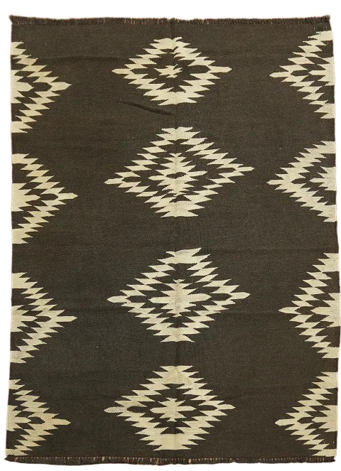 Natural Dye Kilim Wool Area Rug 5x7
