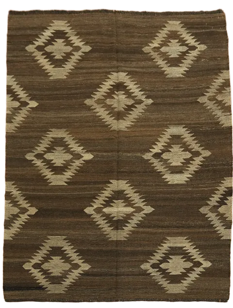 Brown Kilim Natural Dye Area Rug 5x7