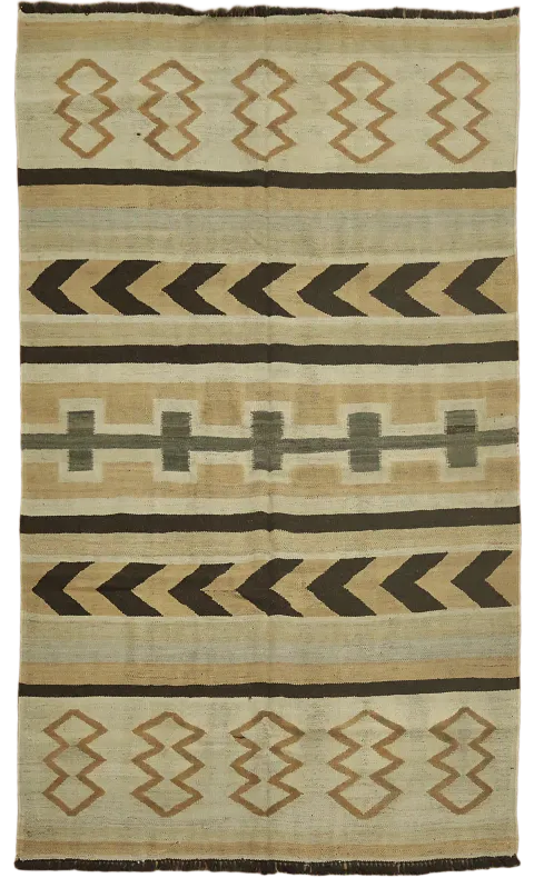 Natural Dye Kilim Flat-Weave Area Rug 5x7