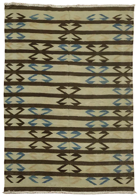 Natural Dye Tribal Kilim Wool Area Rug 5x7
