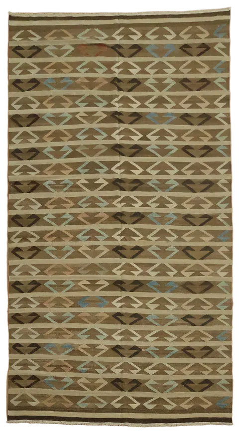 Natural Dye Kilim Wool Area Rug 6x10