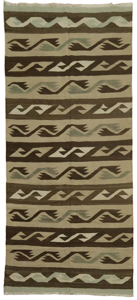 Natural Dye Kilim Flat-Weave Area Rug 5x10