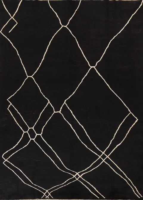 Vegetable Dye Moroccan Black Area Rug 8x10