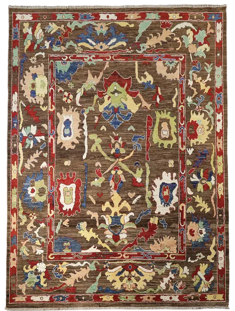 Vegetable Dye Brown Ziegler Wool Area Rug 8x10