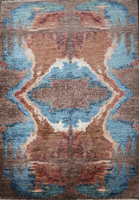 Wool Abstract Oriental Area Rug 6x8