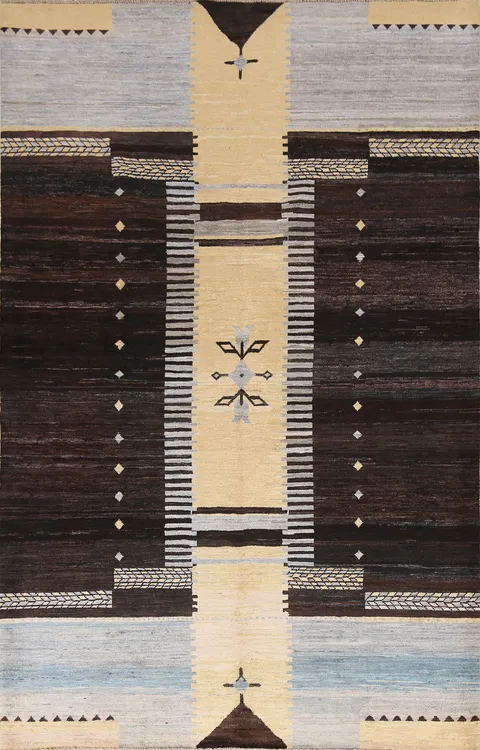Handmade Gabbeh Kashkoli Wool Area Rug 6x8