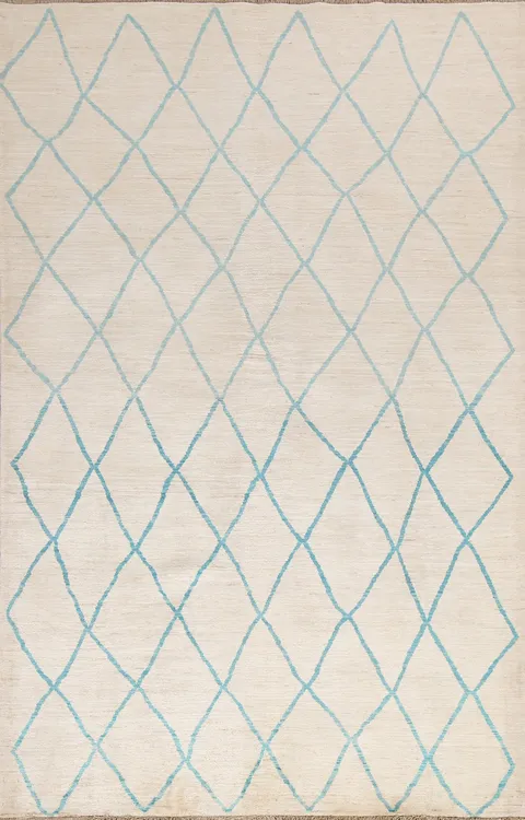 Vegetable Dye Trellis Moroccan Wool Area Rug 6x8