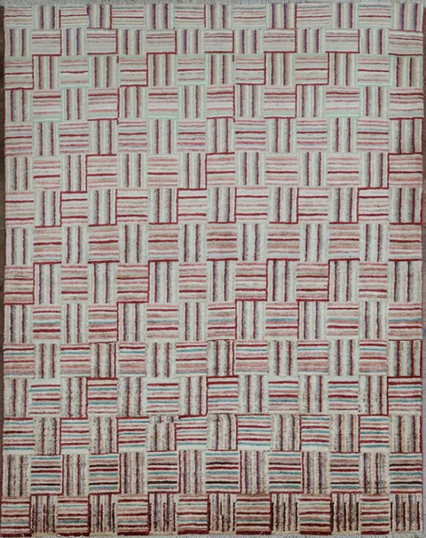 Elegant Geometric Patterned Area Rug in Soft Neutral Tones 5x6