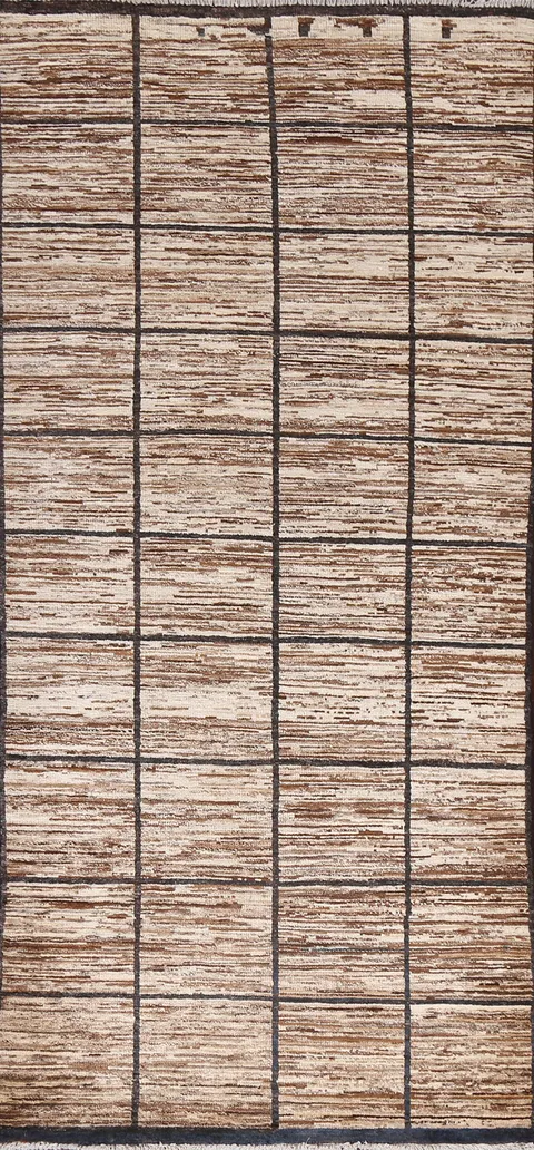 Checkered Gabbeh Kashkoli Wool Runner Rug 3x8