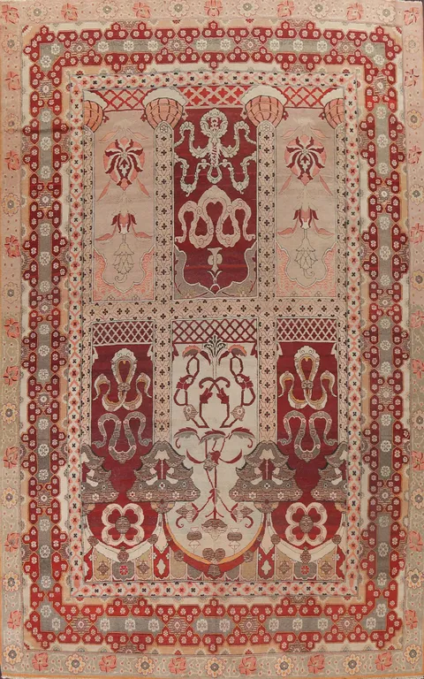 Pre-1900 Antique Vegetable Dye Agra Rug 10x14