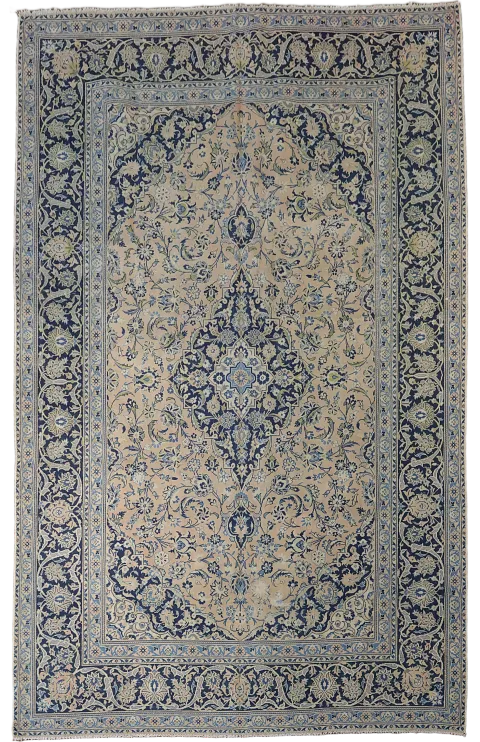 Vintage Distressed Coral Peach Kashan Persian Area Rug 8x11