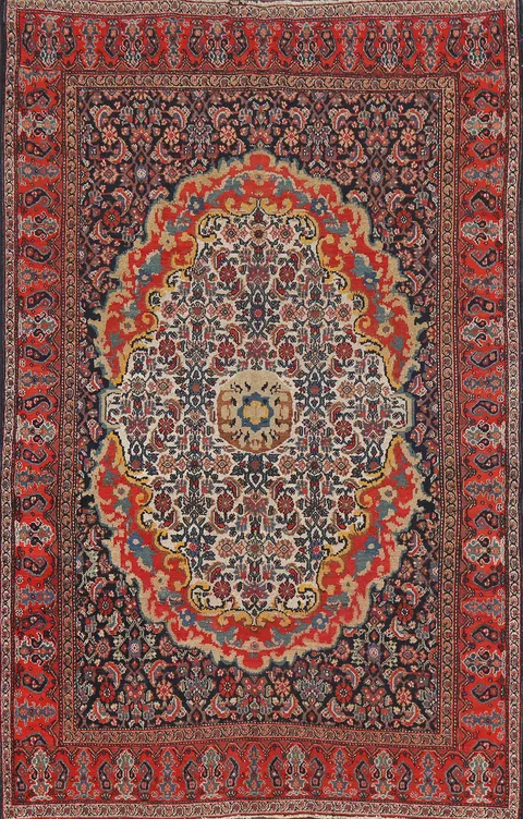 Pre-1900 Antique Vegetable Dye Senneh Persian Area Rug 4x7