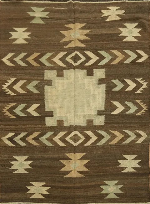 Natural Dye Kilim Wool Area Rug 5x7