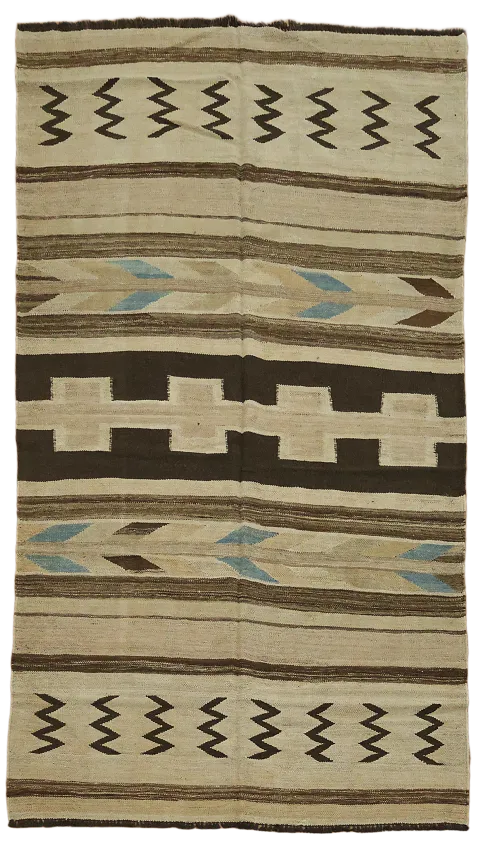 Natural Dye Kilim Flat Weave Area Rug 5x9