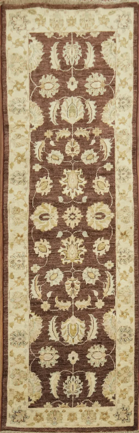 Luxury Brown and Cream Traditional Runner Rug 2x6