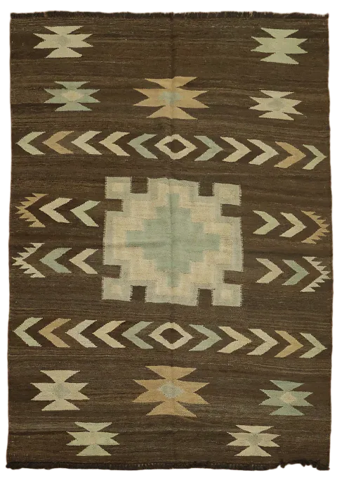Natural Dye Kilim Flat-Woven Area Rug 5x7