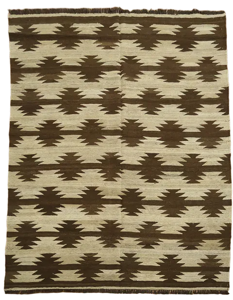 Flat-Woven Kilim Natural Dye Wool Area Rug 5x6