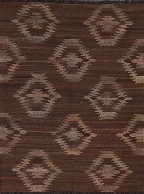 Flat-Woven Kilim Natural Dye Area Rug 5x6