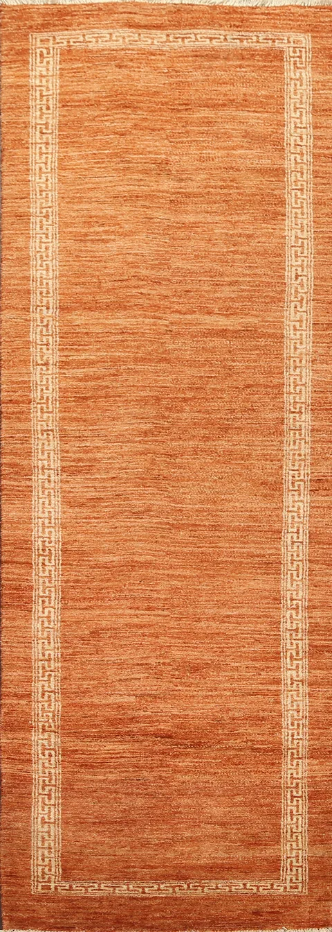 Orange Gabbeh Kashkoli Wool Runner Rug 3x9