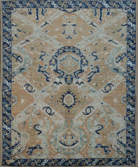 Vegetable Dye Oushak Turkish Area Rug 5x6