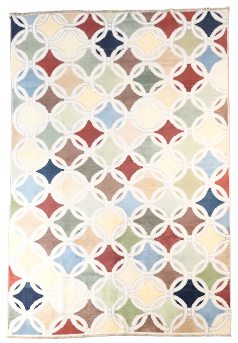 Modern Trellis Gabbeh Persian Area Rug 6x9