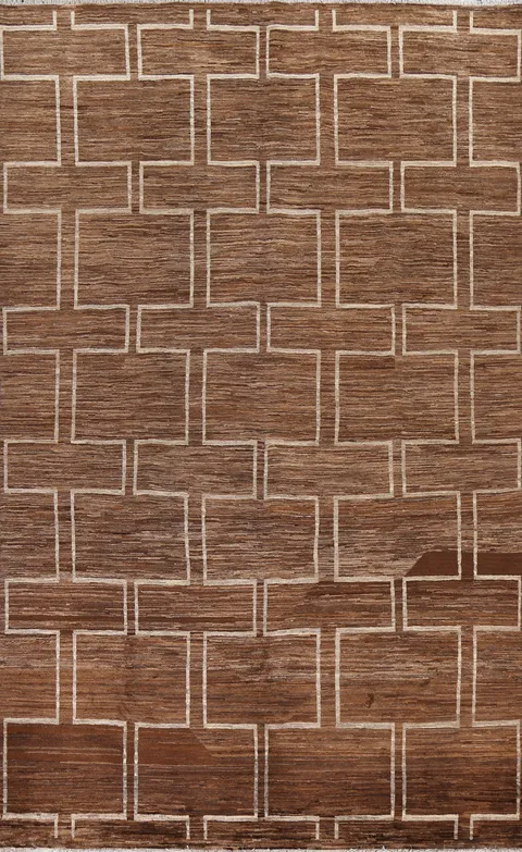 Brown Wool Gabbeh Kashkoli Oriental Rug 6x9