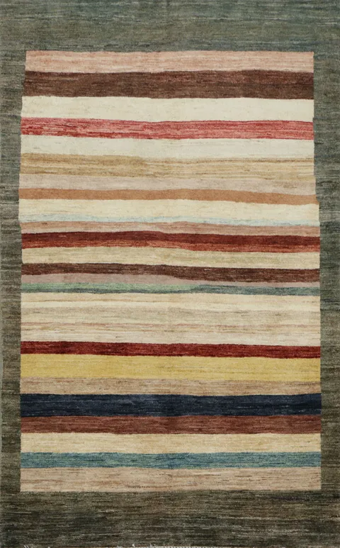 Striped Gabbeh Kashkoli Oriental Area Rug 4x6