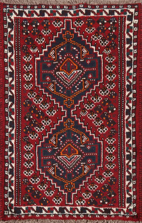 Geometric Wool Shiraz Persian Handmade Rug 3x4