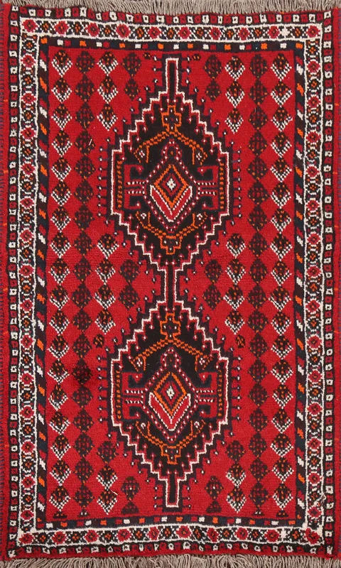 Geometric Red Shiraz Persian Handmade Rug 3x4