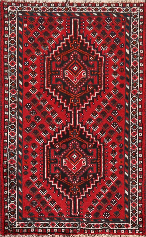Red Wool Shiraz Persian Handmade Rug 3x4