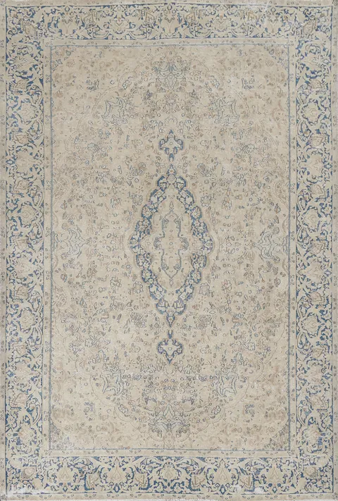 Vintage Distressed Kerman Persian Wool Rug 7x9