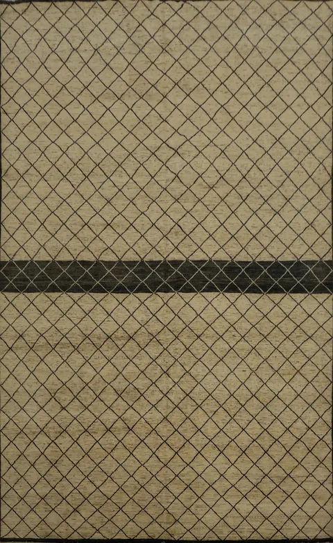 Modern Diamond Grid Moroccan Rug 8x10 for Stylish Living Spaces