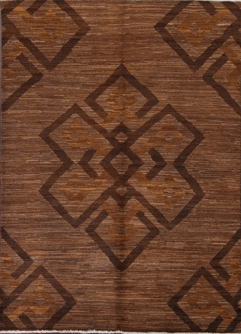 Brown Geometric Gabbeh Persian Rug 5x6