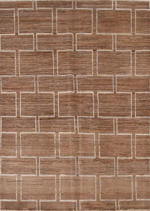 Brown Geometric Gabbeh Kashkoli Oriental Area Rug 5x6