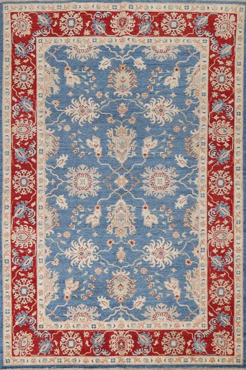 Vegetable Dye Blue Ziegler Oriental Wool Rug 6x9