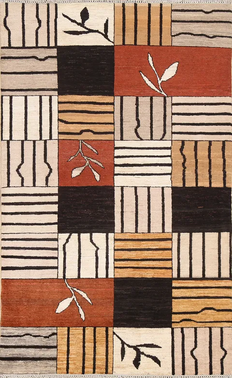 Handmade Wool Gabbeh Kashkoli Oriental Area Rug 4x6