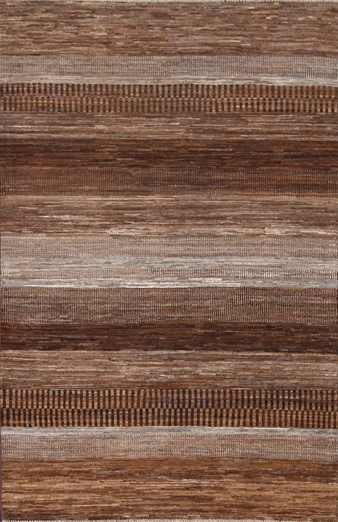 Brown Striped Gabbeh Kashkoli Oriental Rug 4x6