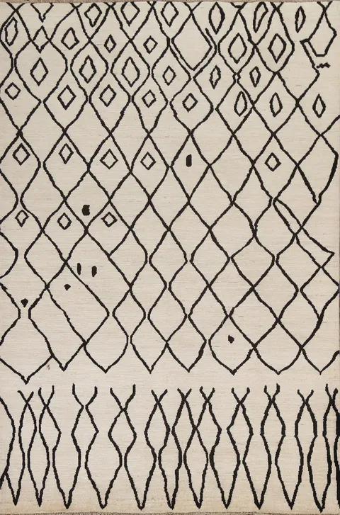 Vegetable Dye Trellis Moroccan Oriental Area Rug 6x8