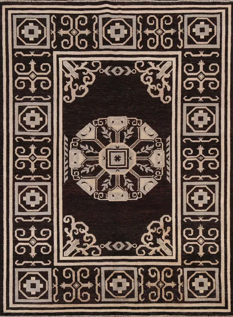 Vegetable Dye Brown Gabbeh Kashkoli Oriental Rug 6x8