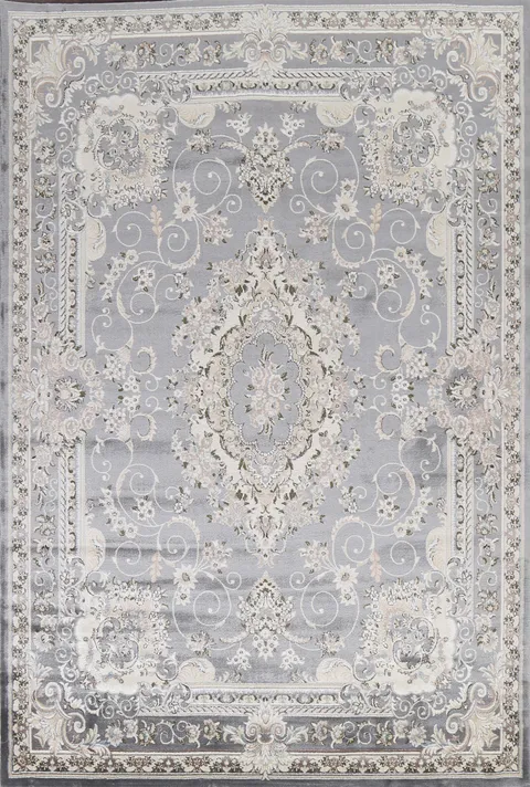 Grey Floral Transitional Oriental Rug
