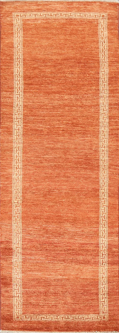 Orange Gabbeh Kashkoli Oriental Wool Rug 3x9