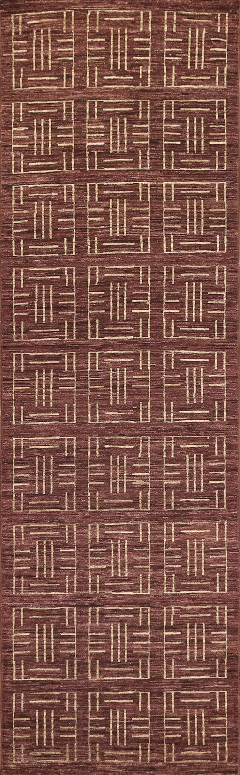 Brown Wool Gabbeh Kashkoli Oriental Runner Rug 3x10