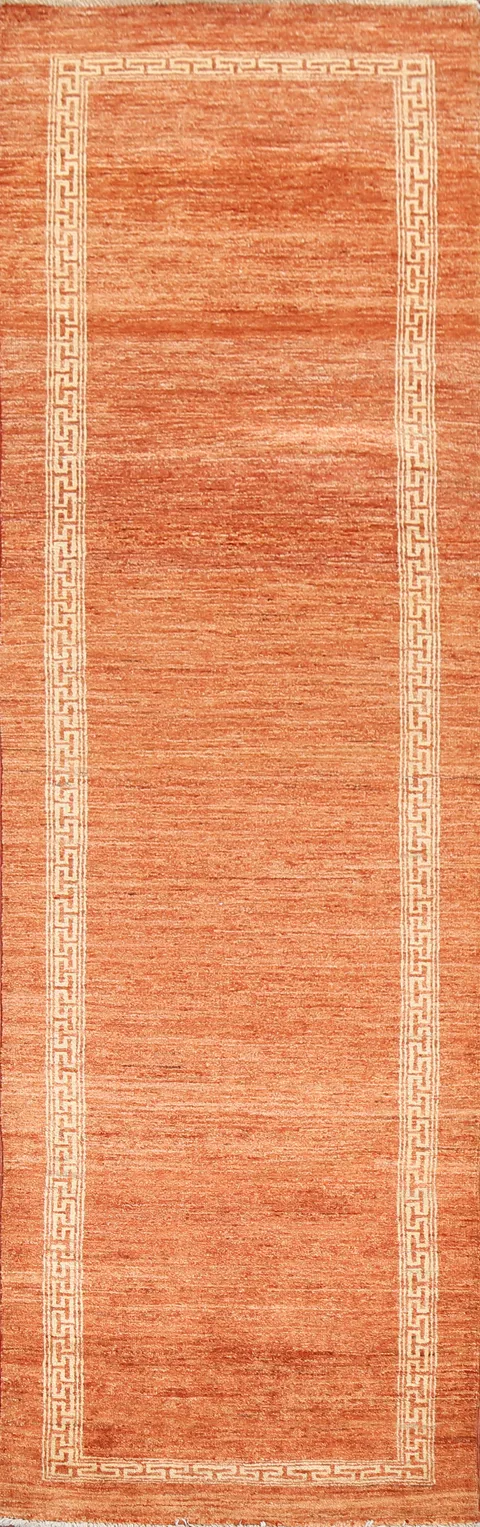 Orange Gabbeh Kashkoli Oriental Runner Rug 3x9