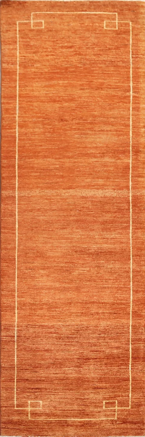Orange Gabbeh Kashkoli Oriental Runner Rug 3x10