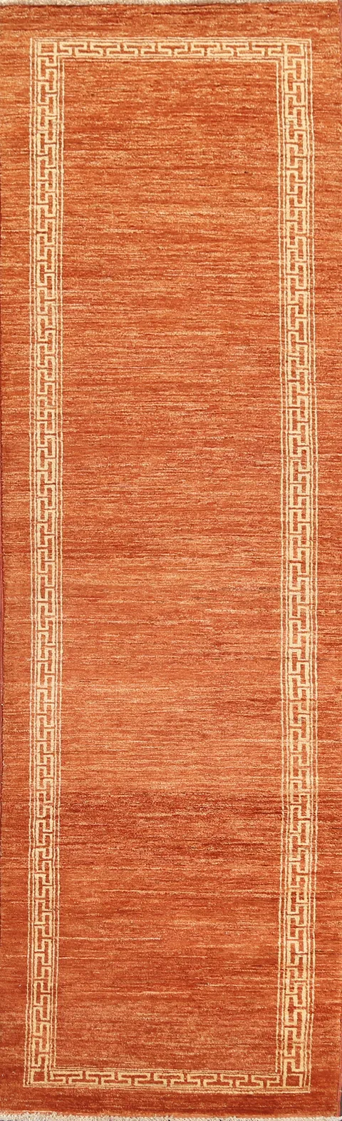 Orange Wool Gabbeh Kashkoli Oriental Runner Rug 3x9