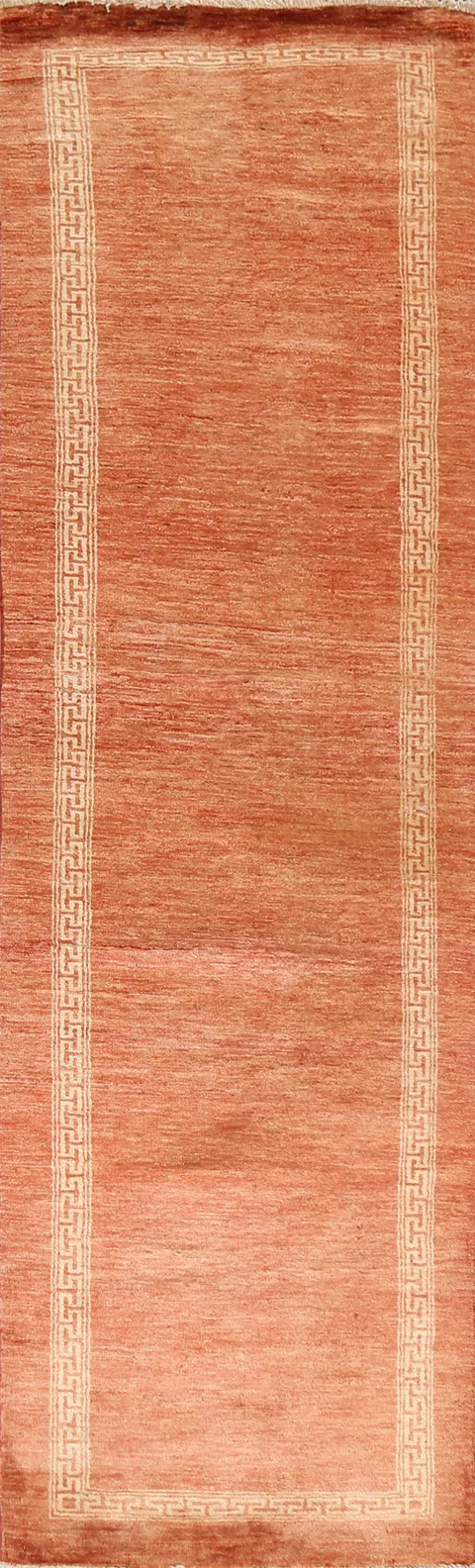 Orange Wool Gabbeh Kashkoli Oriental Runner Rug 3x9